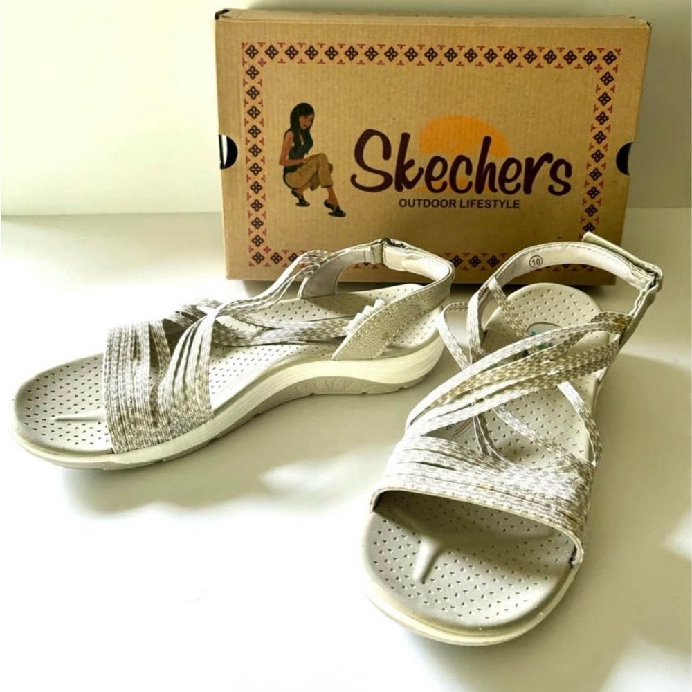 SKECHERS Cream Reggae Sandals 10